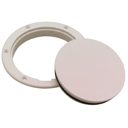 Polypropylene Pry-Up Deck Plate, White, Hole: 10-5/8